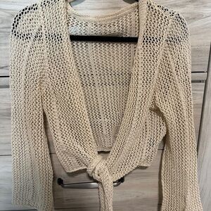 Crocheted Long Sleeve Swim Suit Cover Up